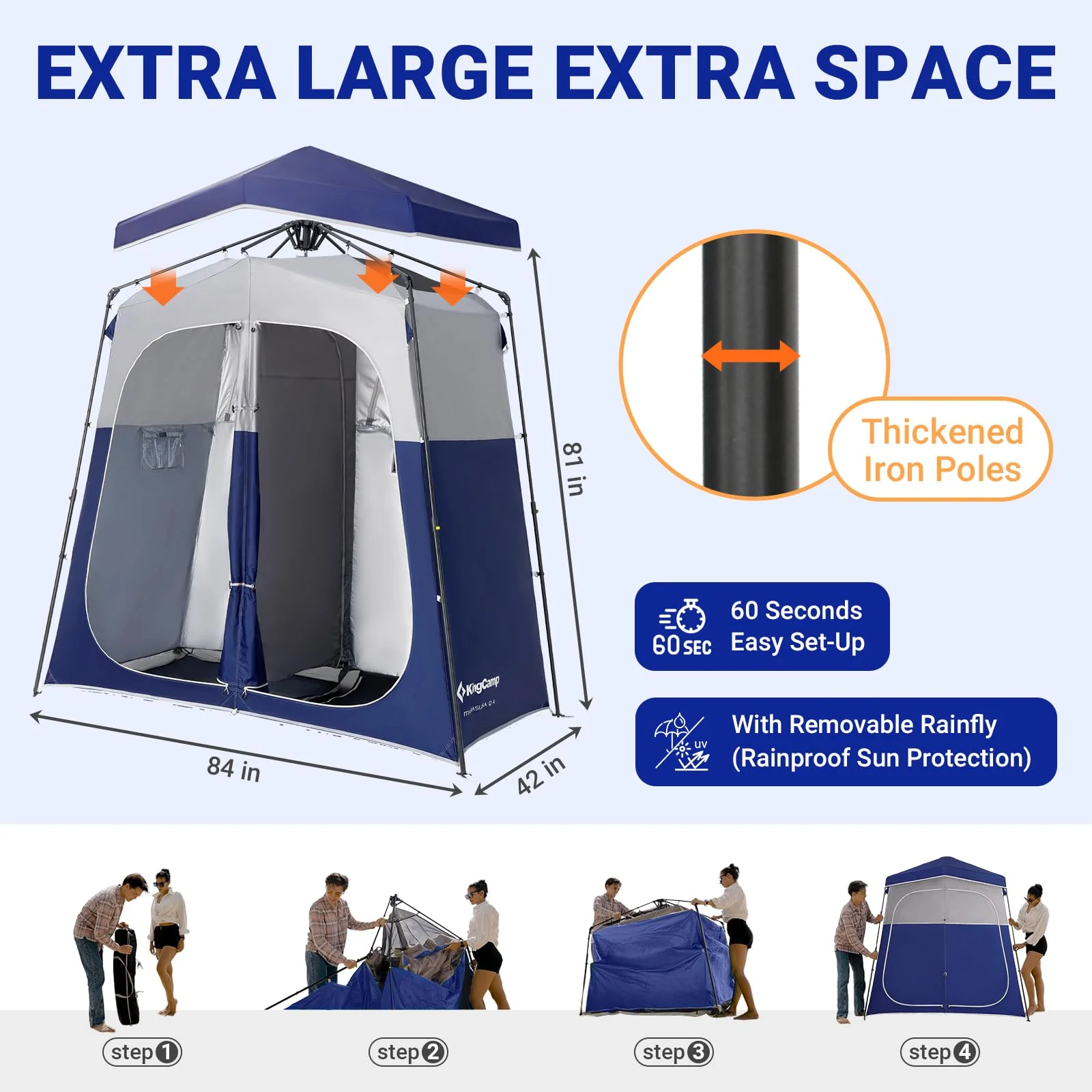 KingCamp MARASUSA Q Double-Room Shower Tent