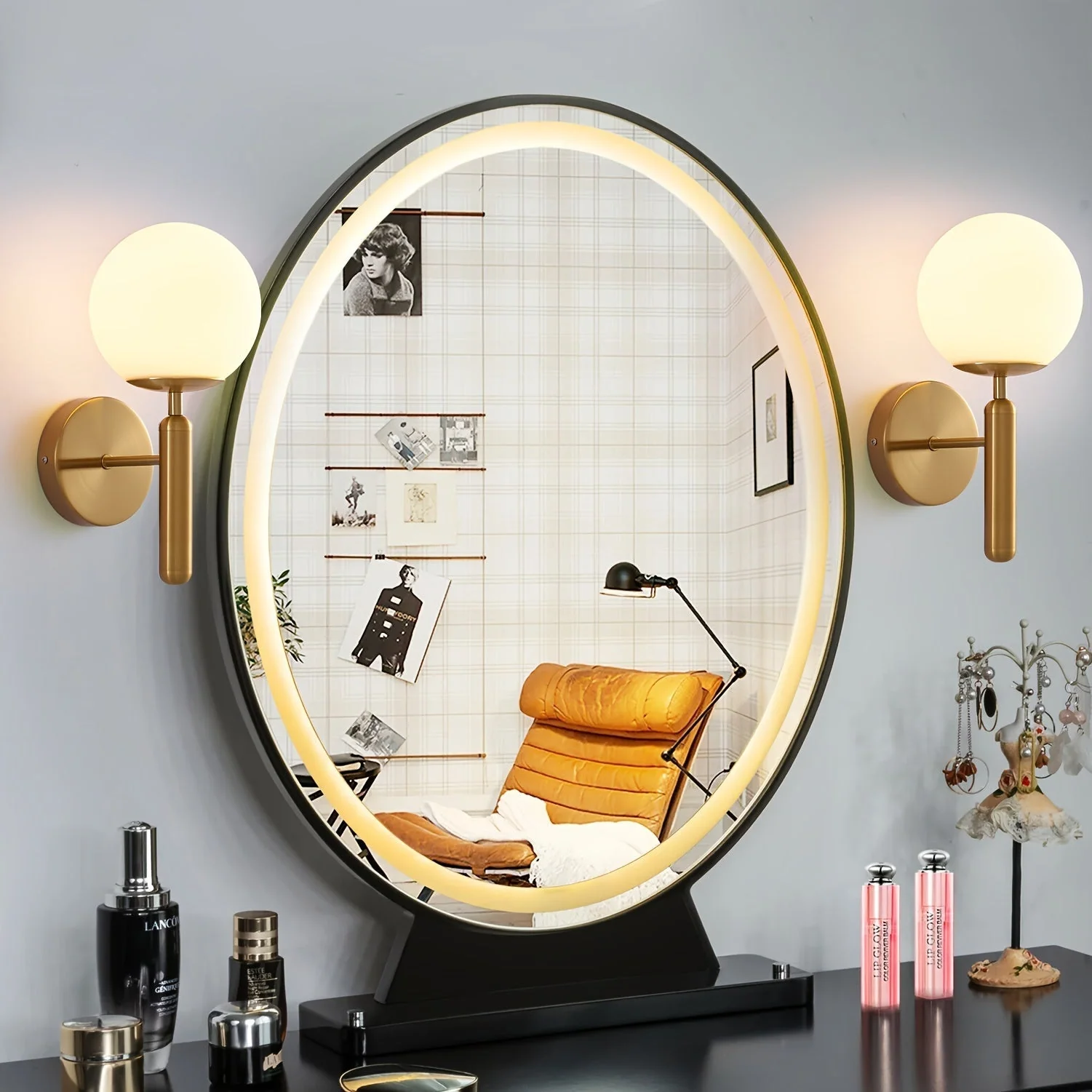 Sleek Wall Sconce with Glass Shade and Modern Finish - Image 2