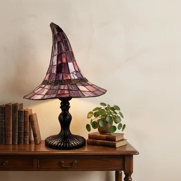 Enchanting Witch Hat Stained Glass Table Lamp