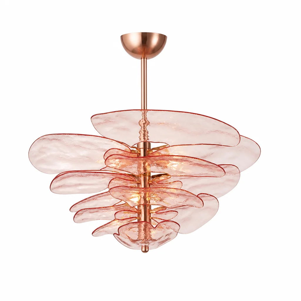 Hand-Cut Glass Copper-Finish Tiered Chandelier (Integrated Lights) - Image 10
