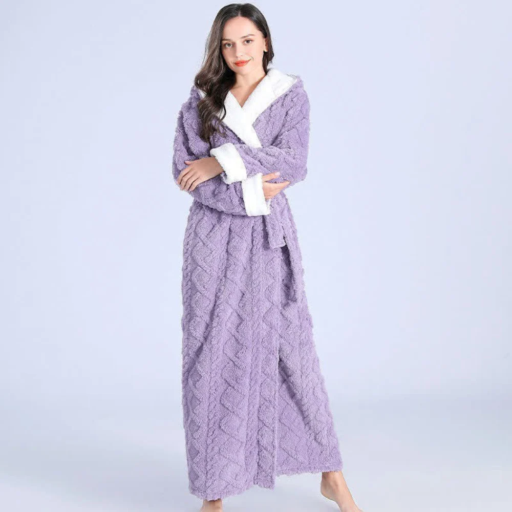 Hooded Bathrobe Plush Super Absorbent Windproof