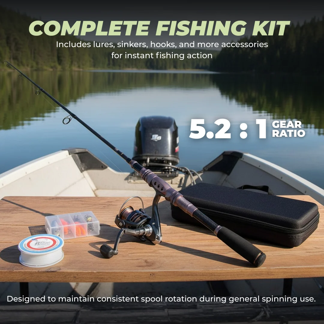 Carbon Fiber Telescopic Rod and Reel Combo Set with Accessories