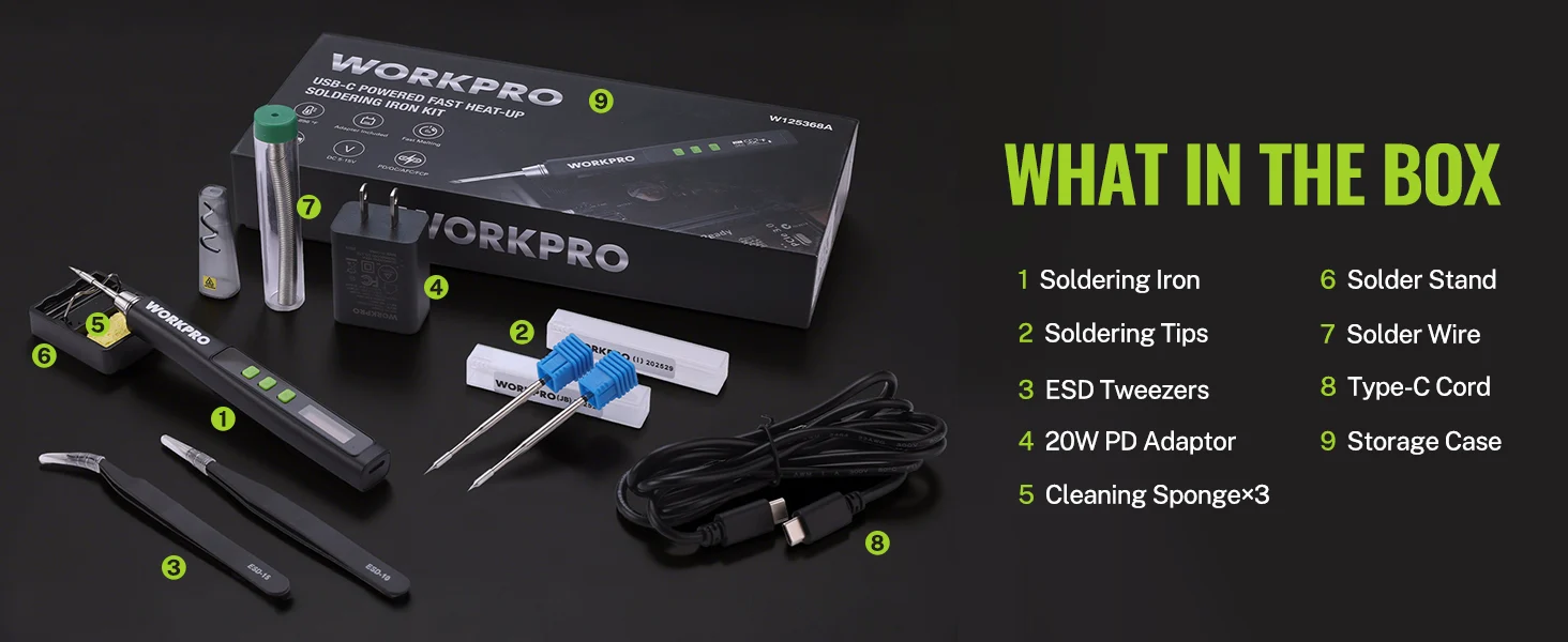 Soldering iron kit with tools in a box, showing innovation and quality, with secure storage case