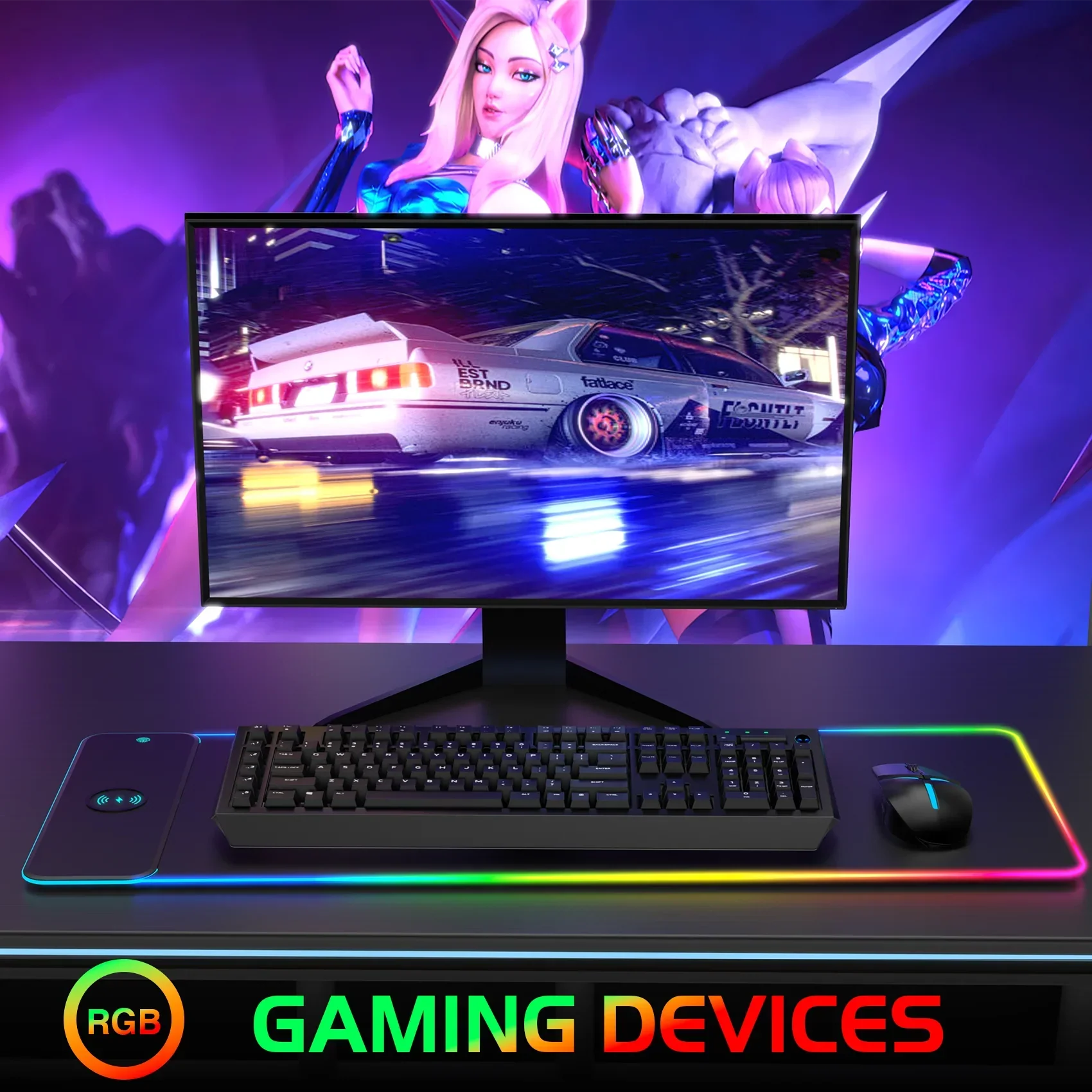 RGB Wireless Gaming Mouse Pad with Neon Lighting - Image 5