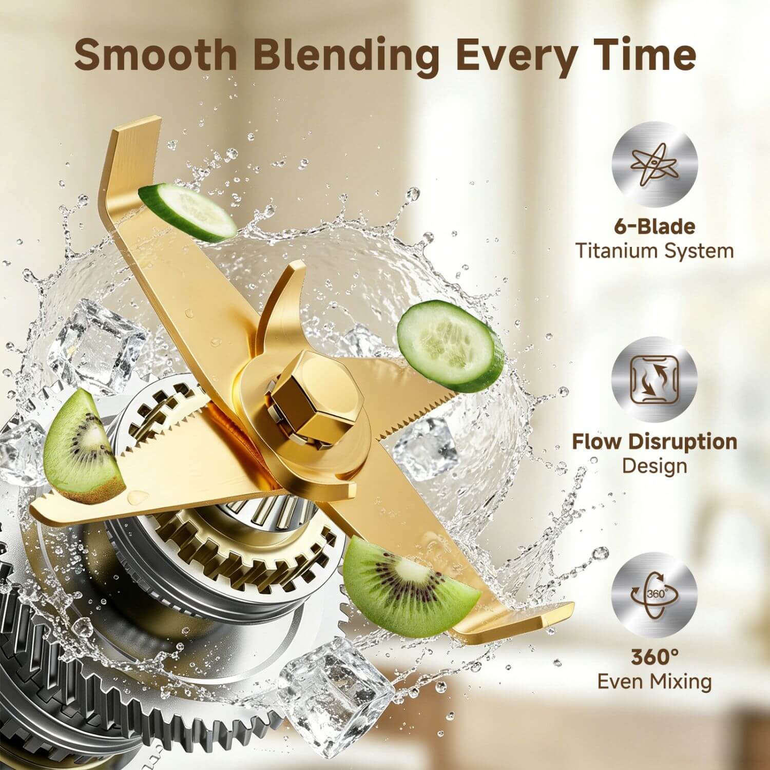 AMZCHEF Smoothie Blender 6 Titanium Blades 68oz Self Cleaning 3