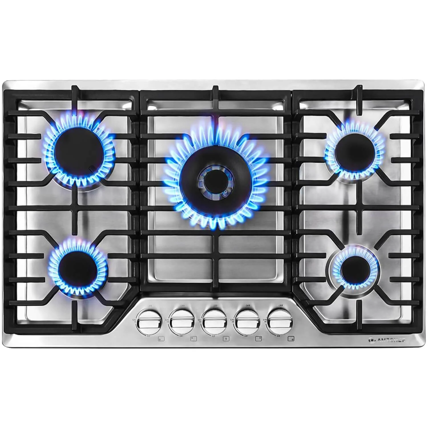 AMZCHEF 30" 36" Gas Cooktop with 5 Made in Italy SABAF Power Burners 1