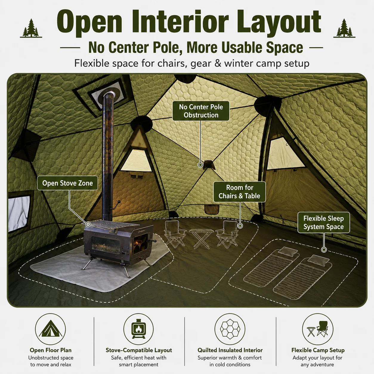 KingCamp Snowhouse X2 Insulated Instant Tent with Stove Jack