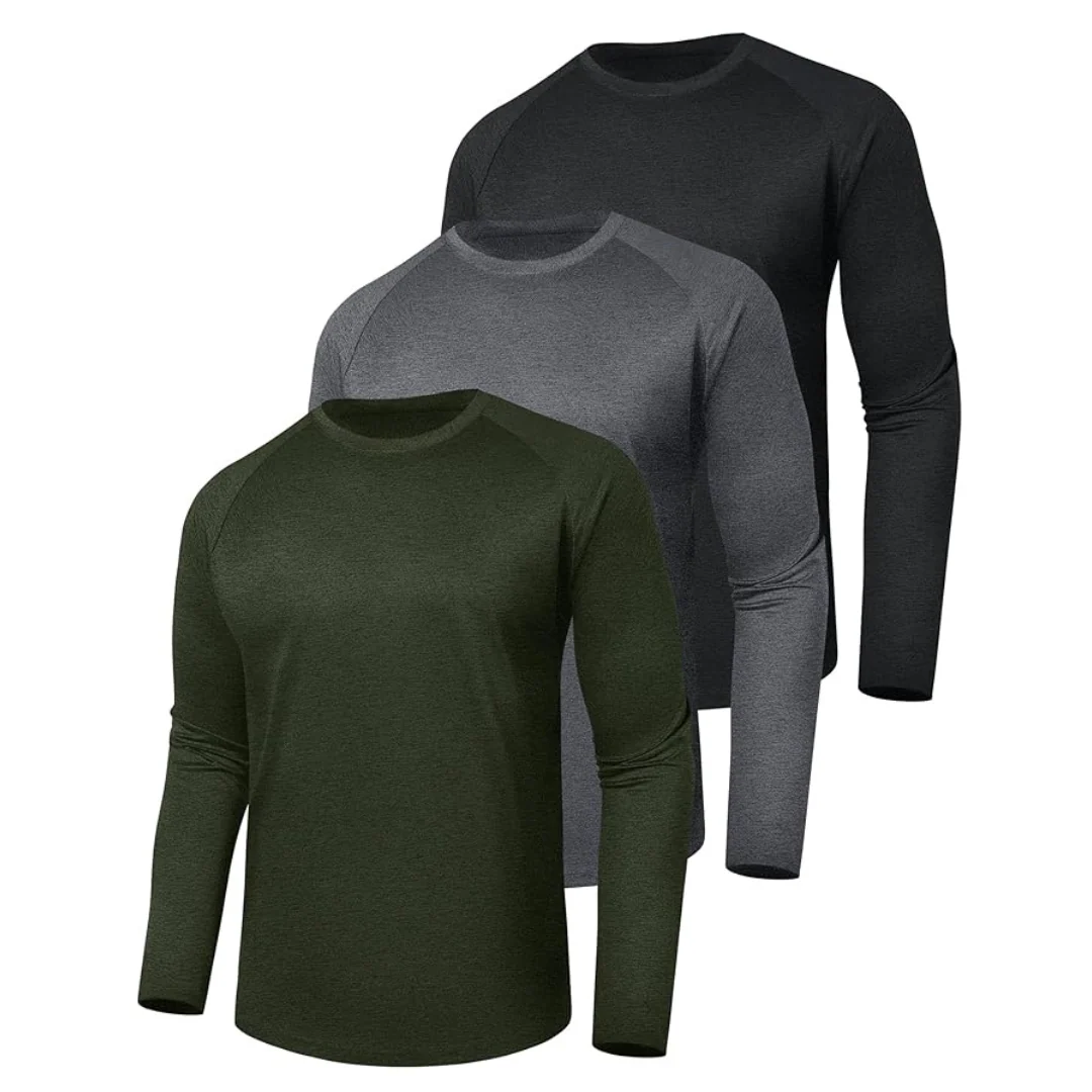 3-Pack of Long Sleeve Shirts for Men, Stretchy Quick-Dry Material - Image 5