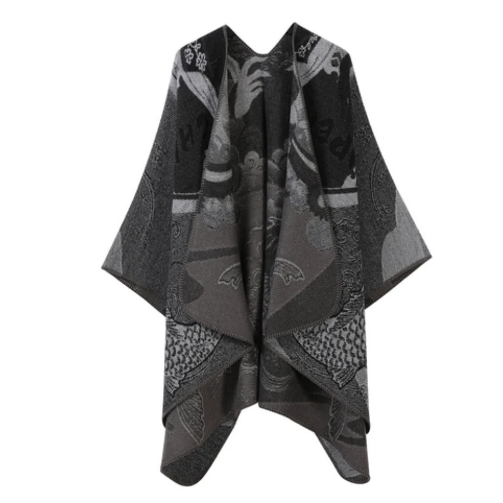 Poncho Oversized Reversible Ultra-Soft Faux Cashmere - Image 8
