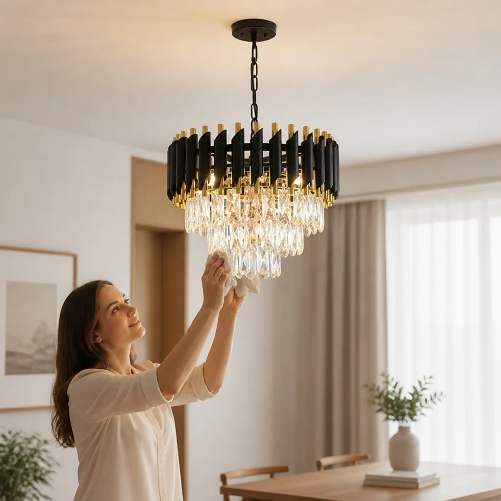 Dimmable Three-Tier Crystal Chandelier (Adjustable Height) - Image 2