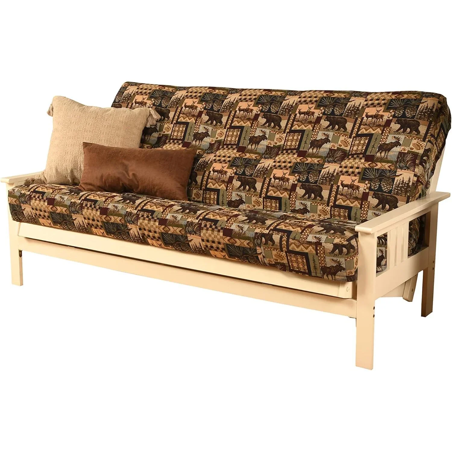 Homestock African Artifacts Full Size Futon Frame Set with Mattress, Easily Converts to Bed, Versatile Design Futon Frame for All Spaces, 33"H x 79"L x 37"D-Color:Linen Charcoal,Size:Barbados - Image 97