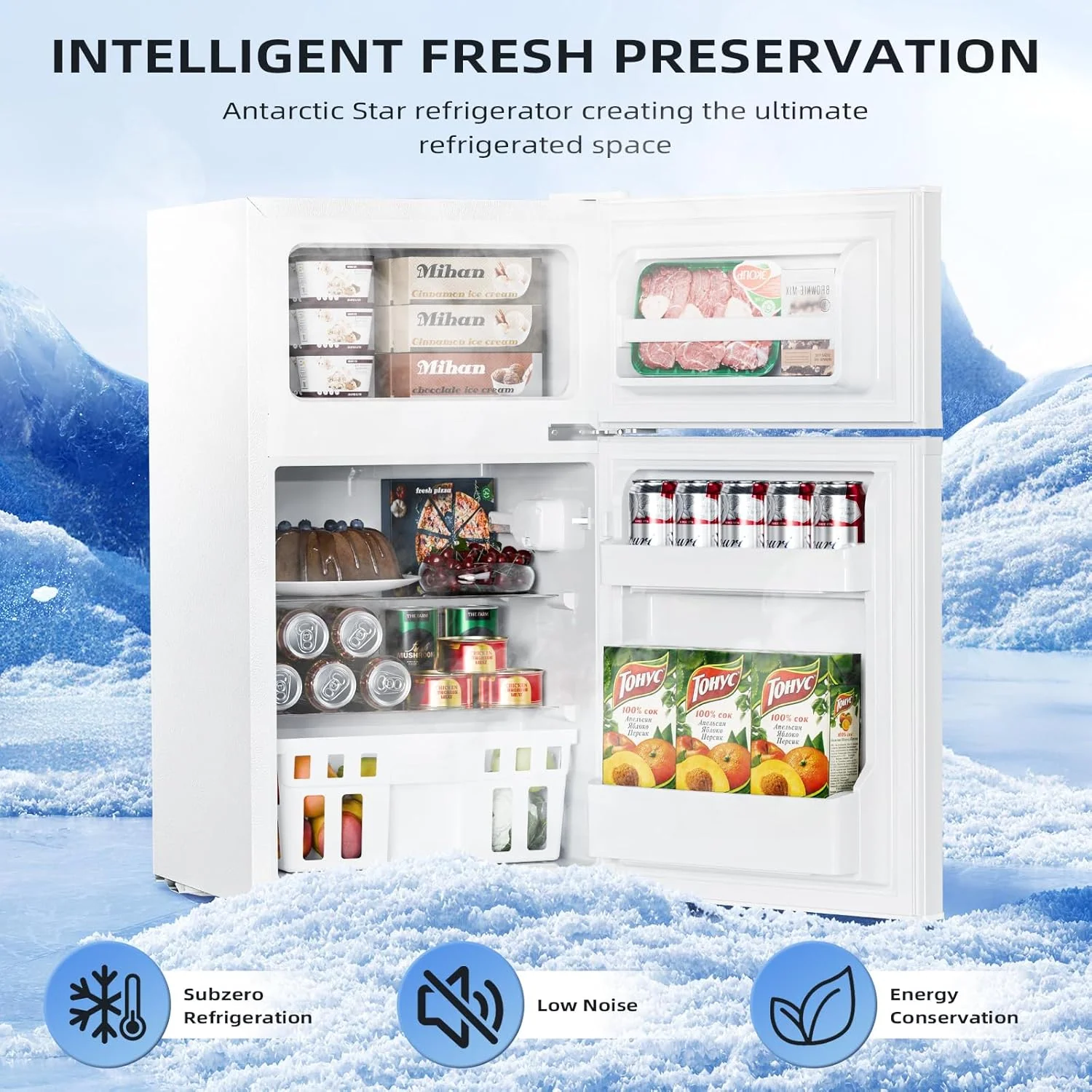 Kismile Mini Fridge 3.1Cu.Ft Compact Refrigerator 2-Doors Freezer - Image 13