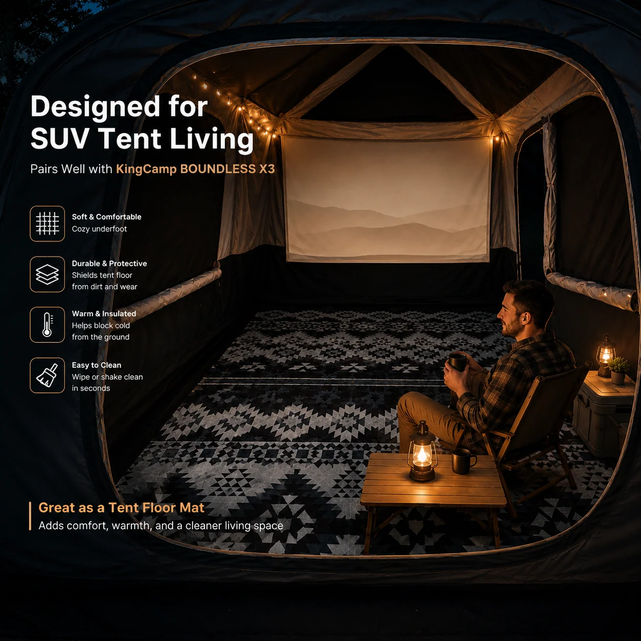 KingCamp ISIAY MAX 2.8 Extra-Large Waterproof Camping Tent Mat - Bohemian Pattern