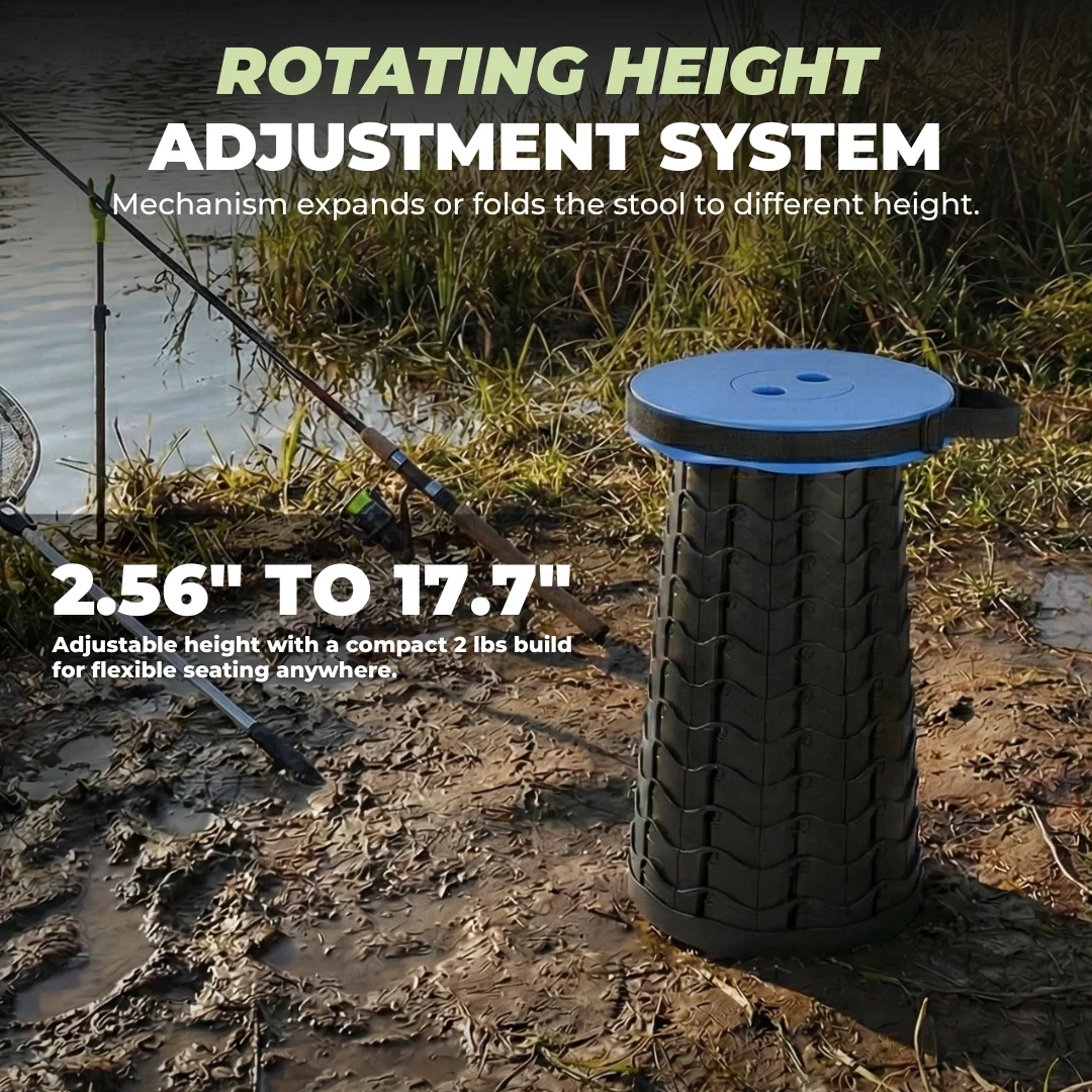 Collapsible Folding Stool with Adjustable Height for Multiple Setups
