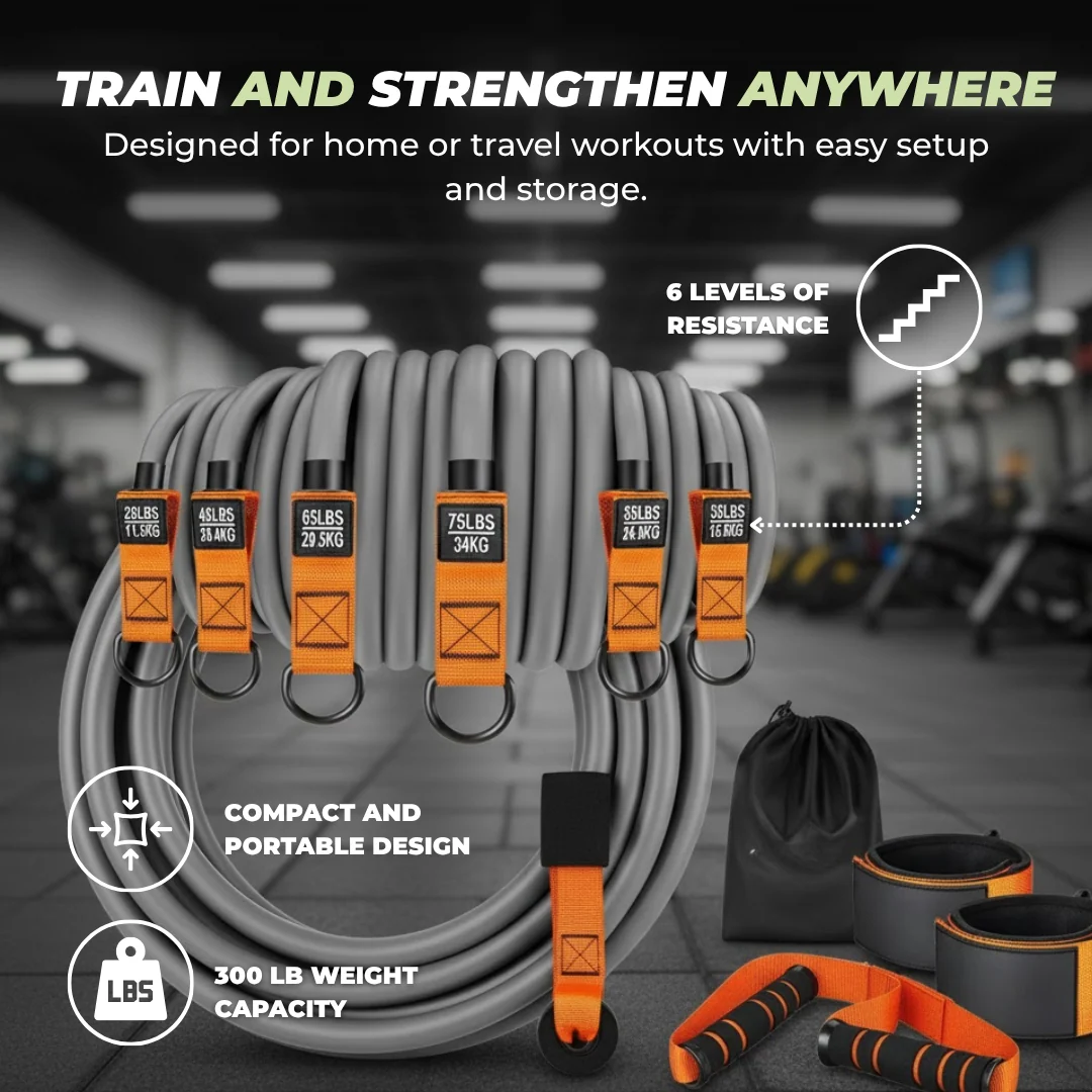 Resistance Band Set with Door Anchor Handles and Ankle Straps
