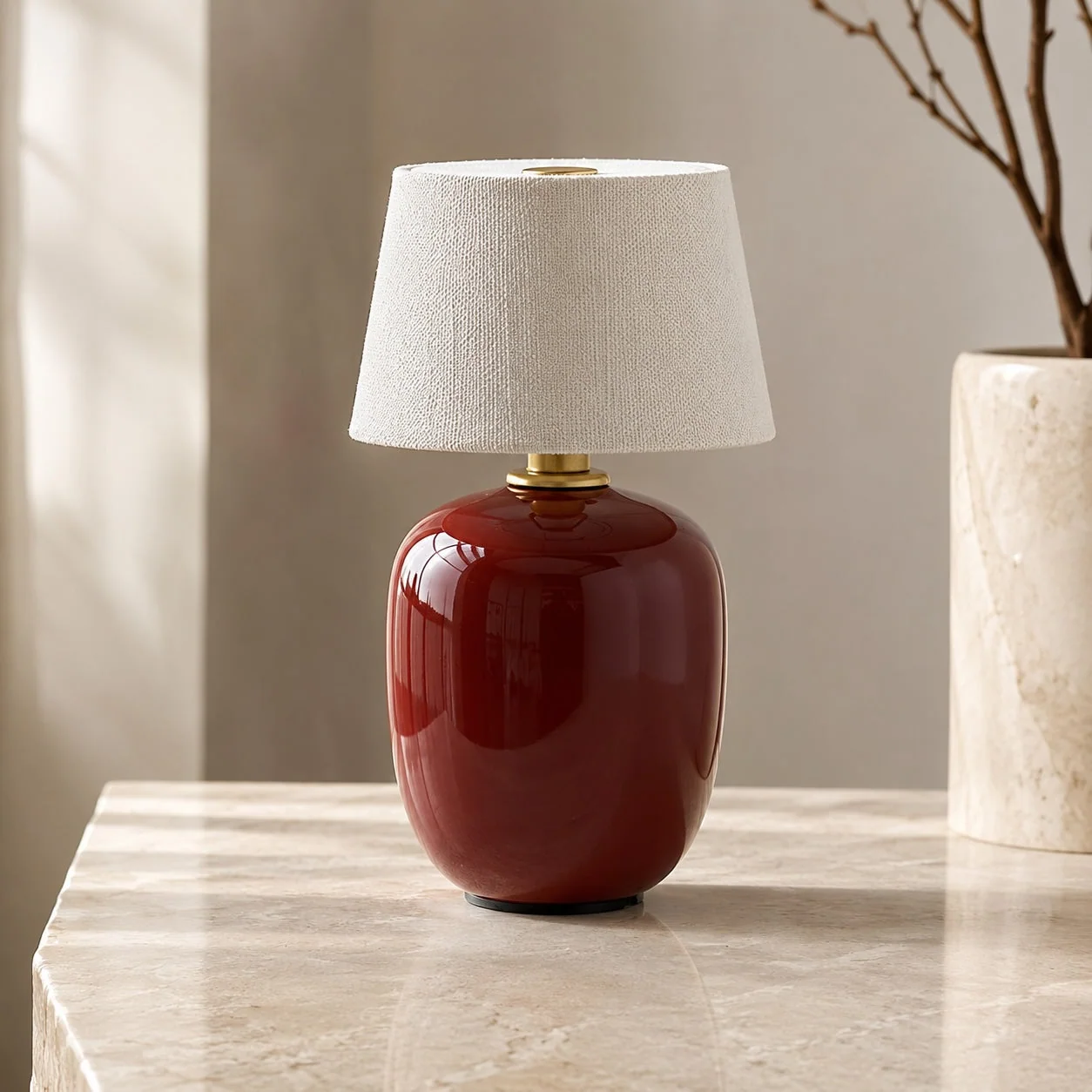 Ceramic Table Lamp in Modern Taupe Design