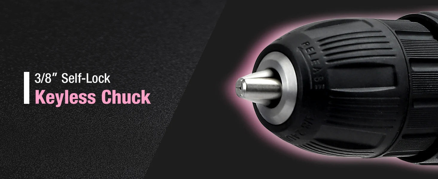Keyless chuck drill head with 3 8 self lock, showing innovation and durable quality in a dark close up