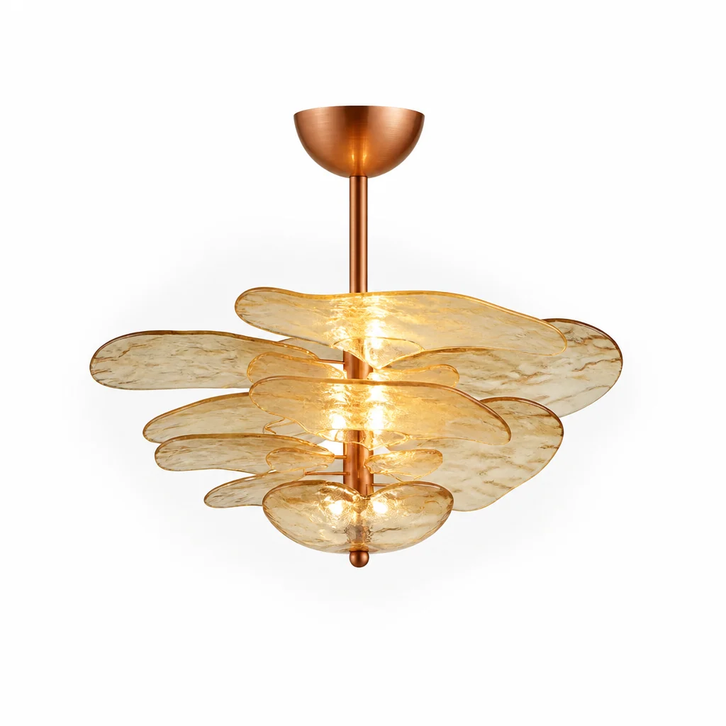 Hand-Cut Glass Copper-Finish Tiered Chandelier (Integrated Lights) - Image 3