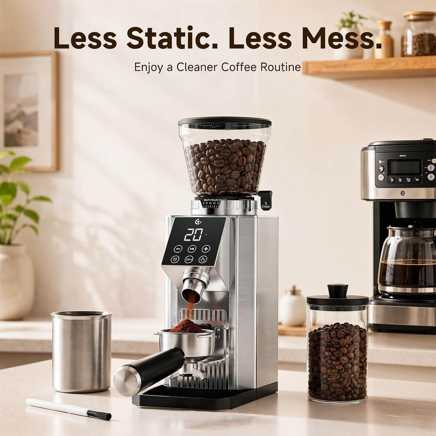 AMZCHEF Conical Burr Coffee Grinder 45 Settings Low Mess 2