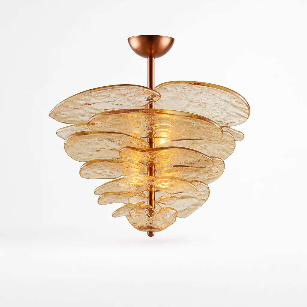 Hand-Cut Glass Copper-Finish Tiered Chandelier (Integrated Lights) - Image 13