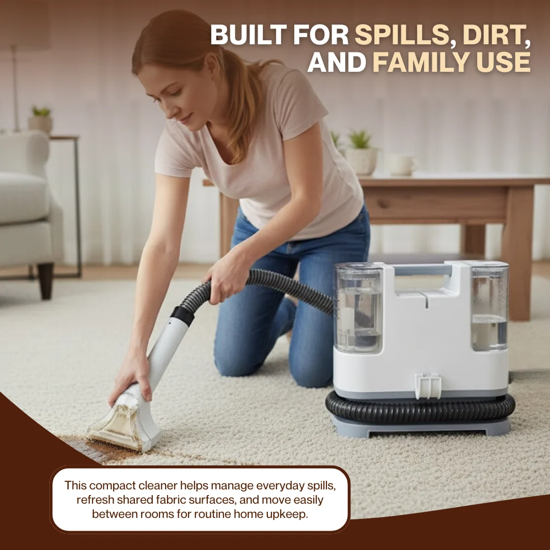 Portable Upholstery and Carpet Cleaner with Dual Tank Extractor