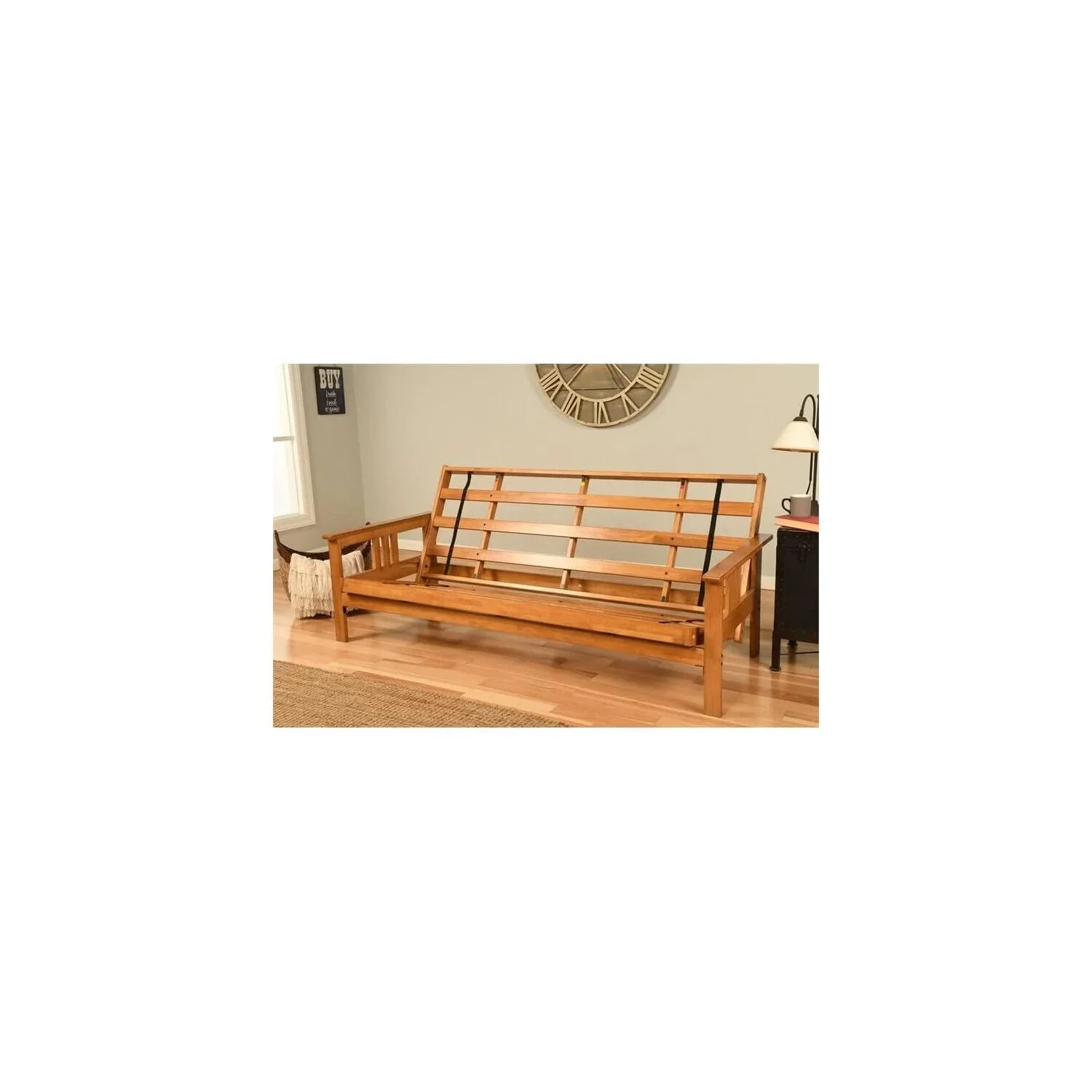 Homestock African Artifacts Full Size Futon Frame Set with Mattress, Easily Converts to Bed, Versatile Design Futon Frame for All Spaces, 33"H x 79"L x 37"D-Color:Linen Charcoal,Size:Barbados - Image 102