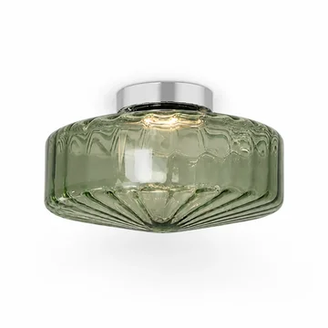 Flush Mount Ceiling Light LED Corrugated Glass Chrome Finish