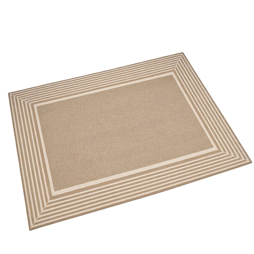 Rectangular Area Rug 5x8 ft with Water-Resistant Striped Edge - Image 3