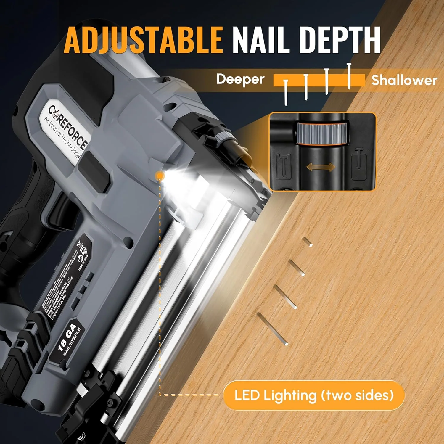 WORKPROX 20V Cordless Brad Nailer Kit, 18 Gauge 2-in-1 Nail & Staple Gun with 2.0Ah Rechargeable Battery, 1000 Staples & 1000 Nails, for Woodworking, Upholstery, DIY Projects & Home Improvement - Image 5