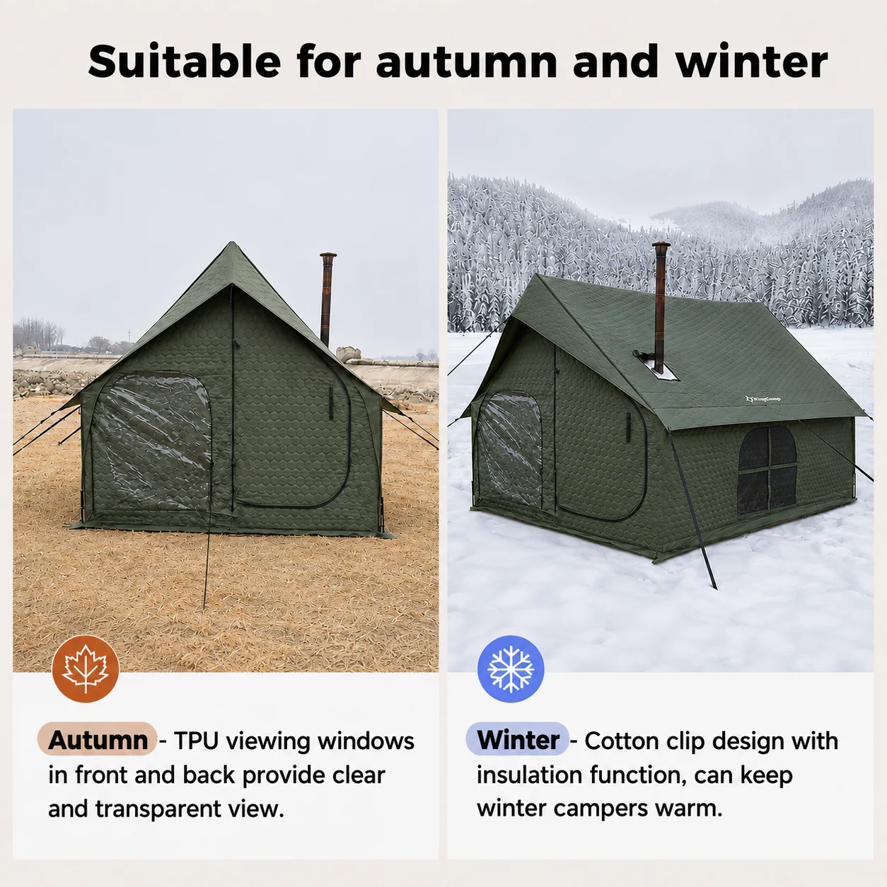 KingCamp Snowhouse 5 Insulated Quilted Cabin Tent with Stove Jack