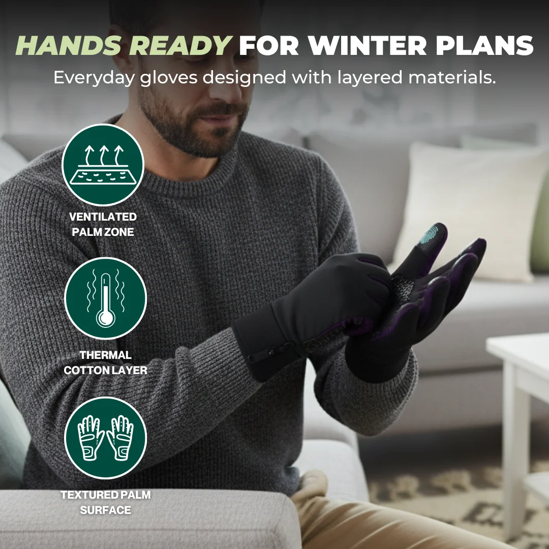 Insulated Winter Gloves with Touchscreen Fingertips and Silicone Palm