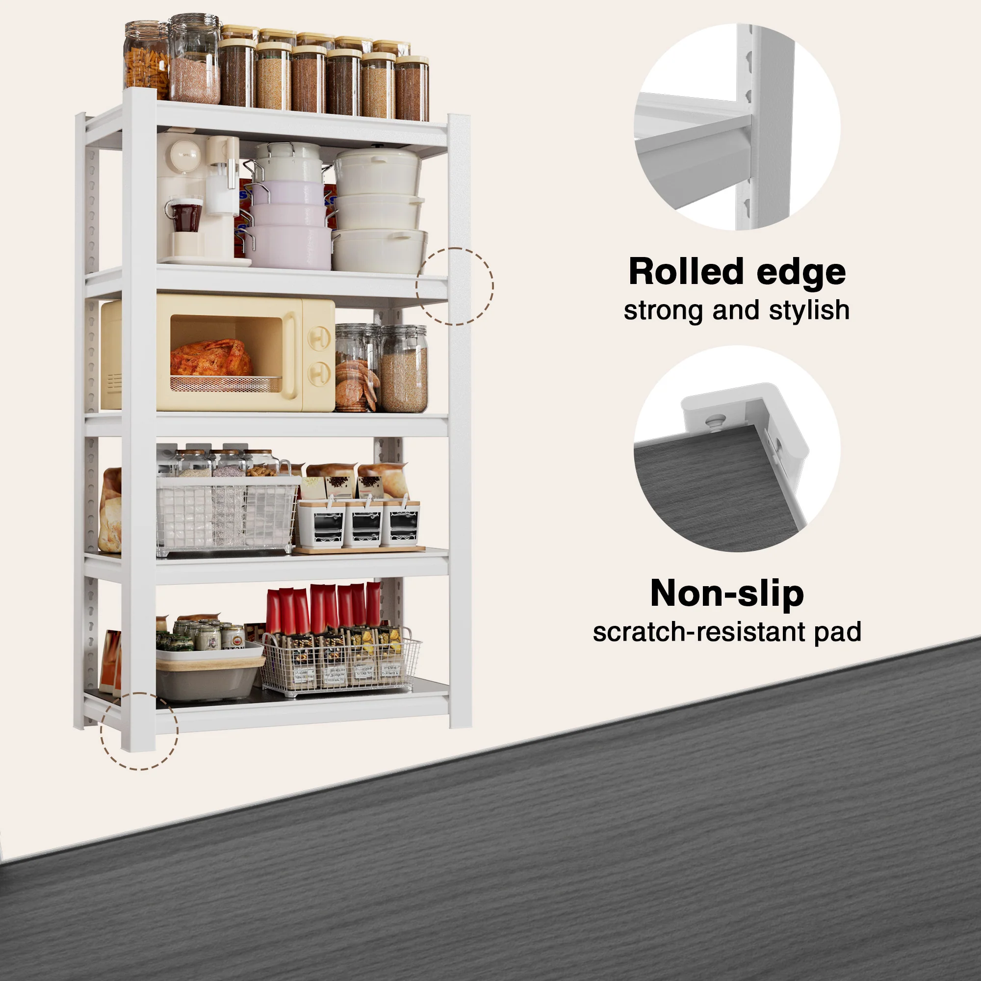 WORKPRO 5-Tier White Adjustable Boltless Garage Storage Shelving Unit, 24-1/10",3000lbs load Capacity - Image 5