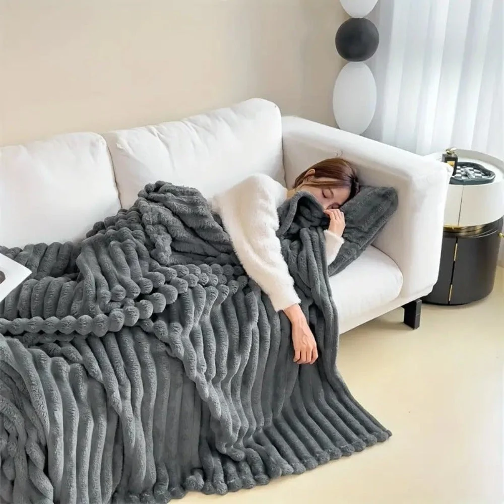 Throw Blanket Plush Ribbed All Season - Image 2