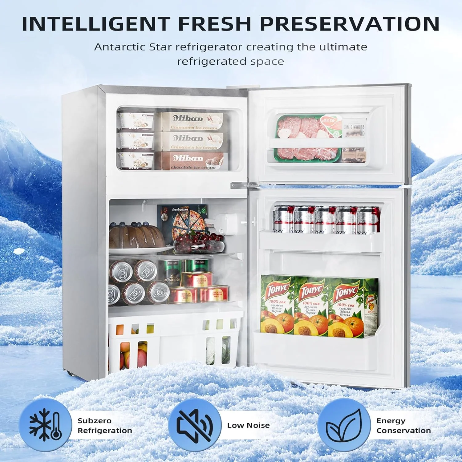 Kismile Mini Fridge 3.1Cu.Ft Compact Refrigerator 2-Doors Freezer - Image 15