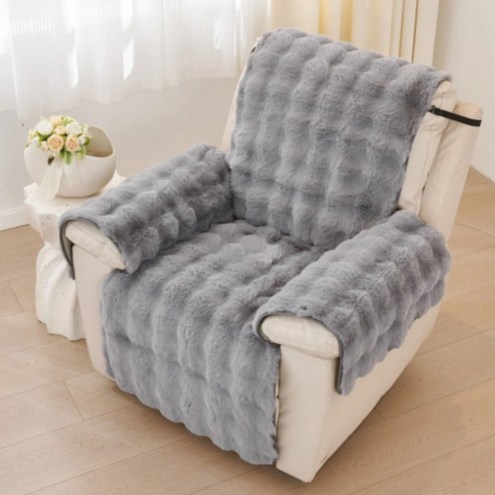 Recliner Sofa Cover Plush Faux Fur Non-Slip & Machine Washable - Image 3