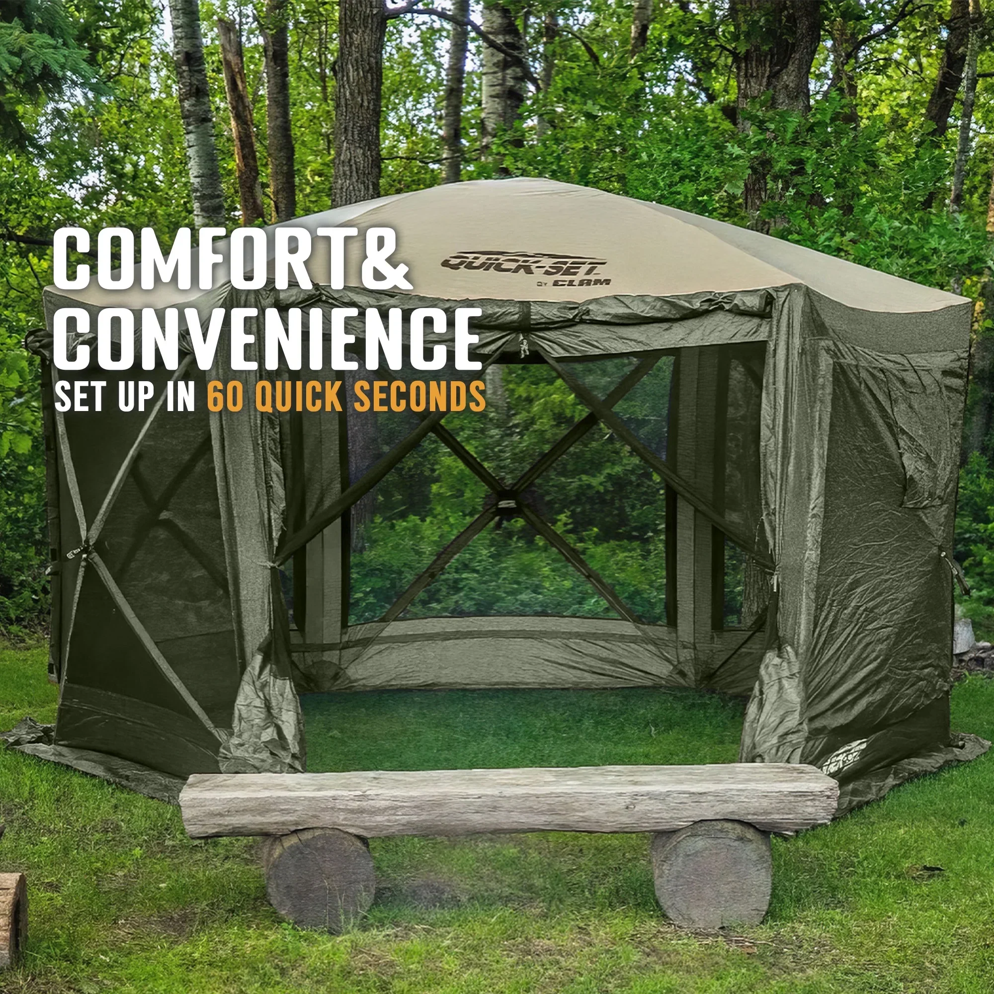 CLAM Quick-Set Pavilion 12.5 x 12.5' Portable Outdoor Canopy Shelter, Green - Image 37
