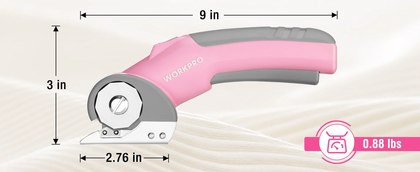 Pink handheld tool with a metal blade and 9 in length marking, showing innovation and durable quality