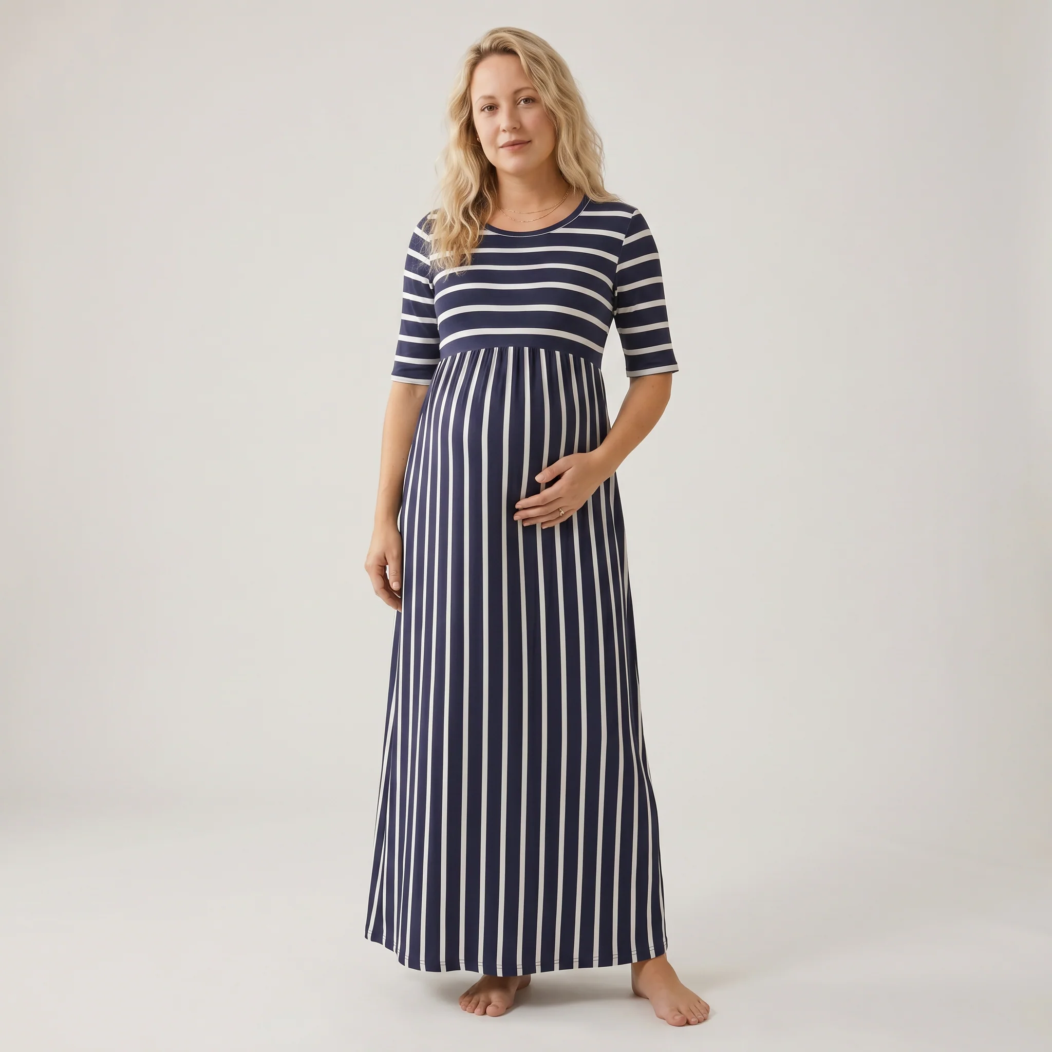 Striped Midi Dress for Nursing on Sundays