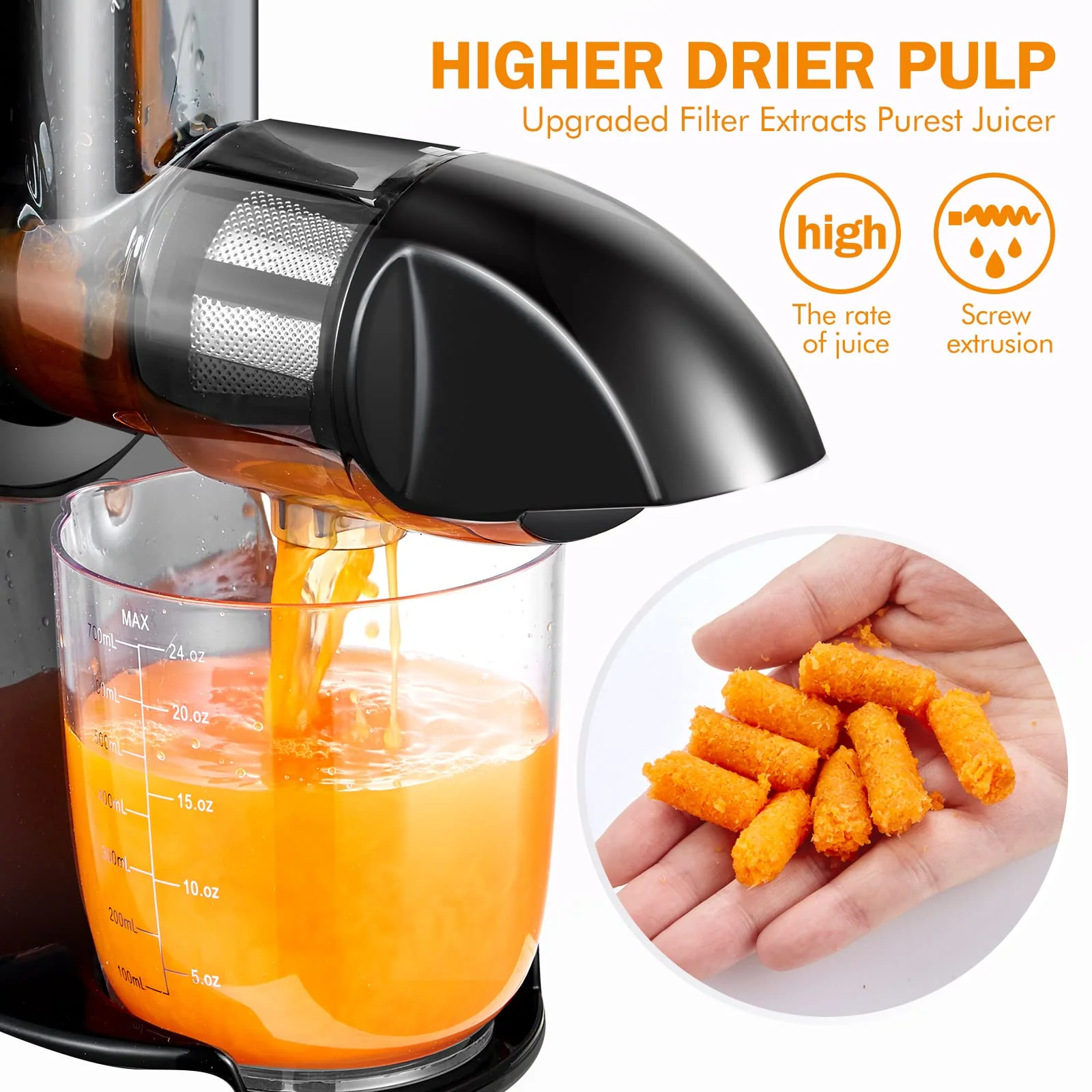 AMZCHEF Cold Press Slow Juicer ZM1501 Pure white 2