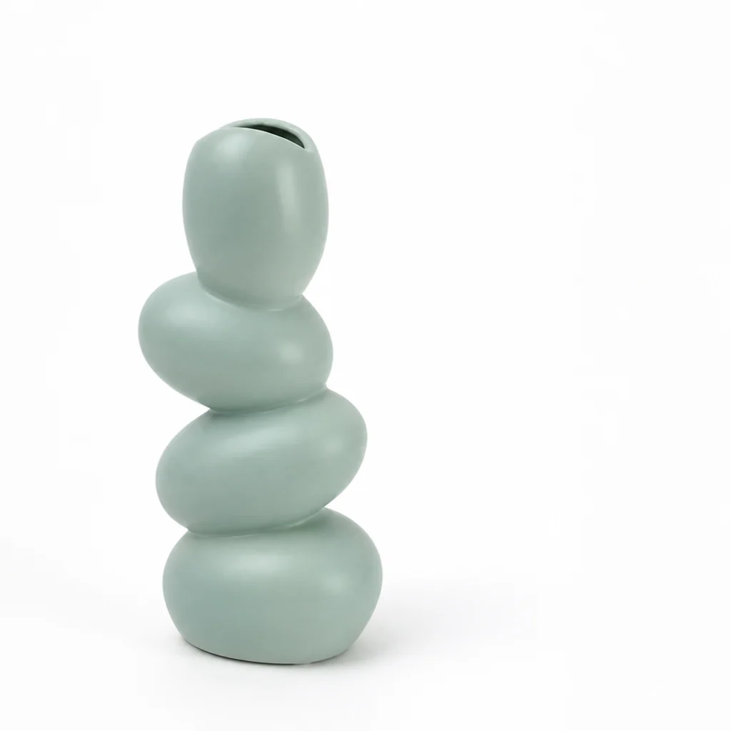 Sculptural Asymmetrical Oval Ceramic Tabletop Vase - Image 4