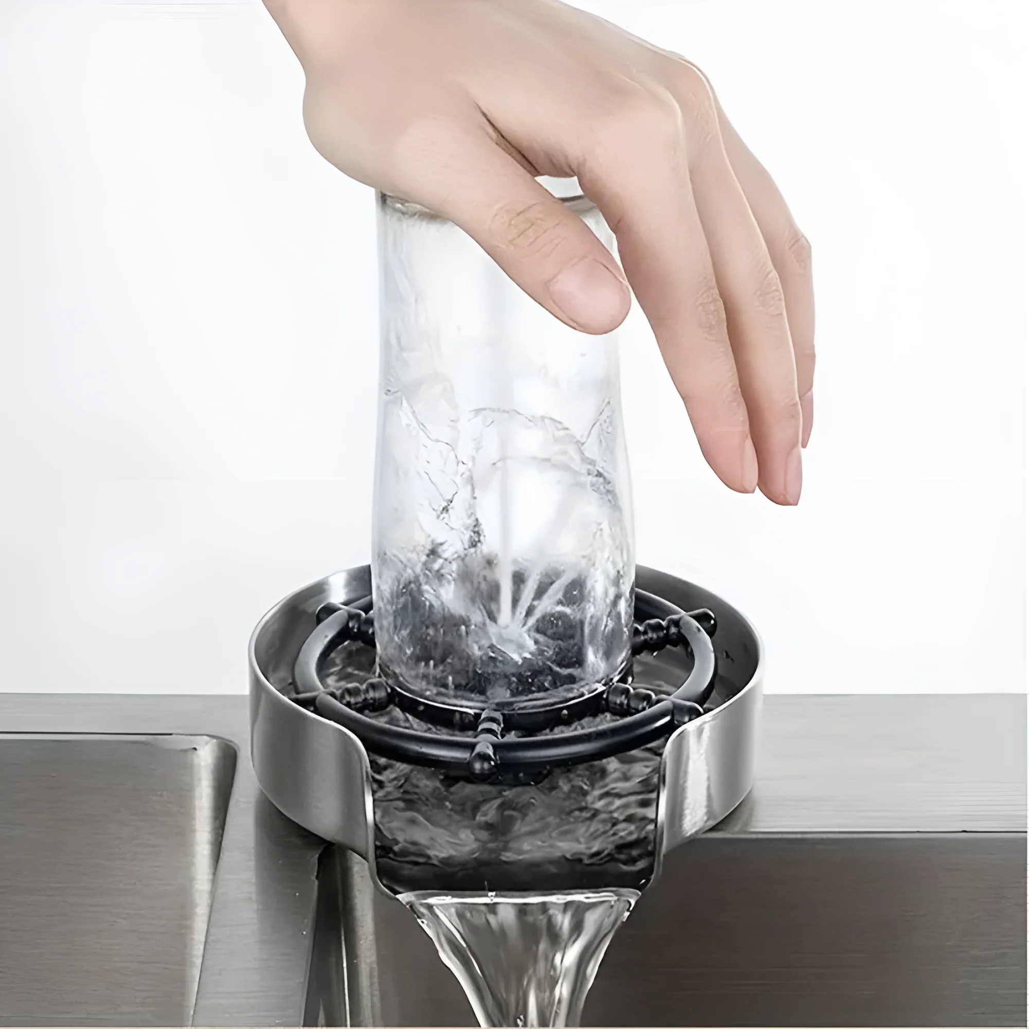 Automatic Glass Rinser Hands-Free High-Pressure Stainless Steel