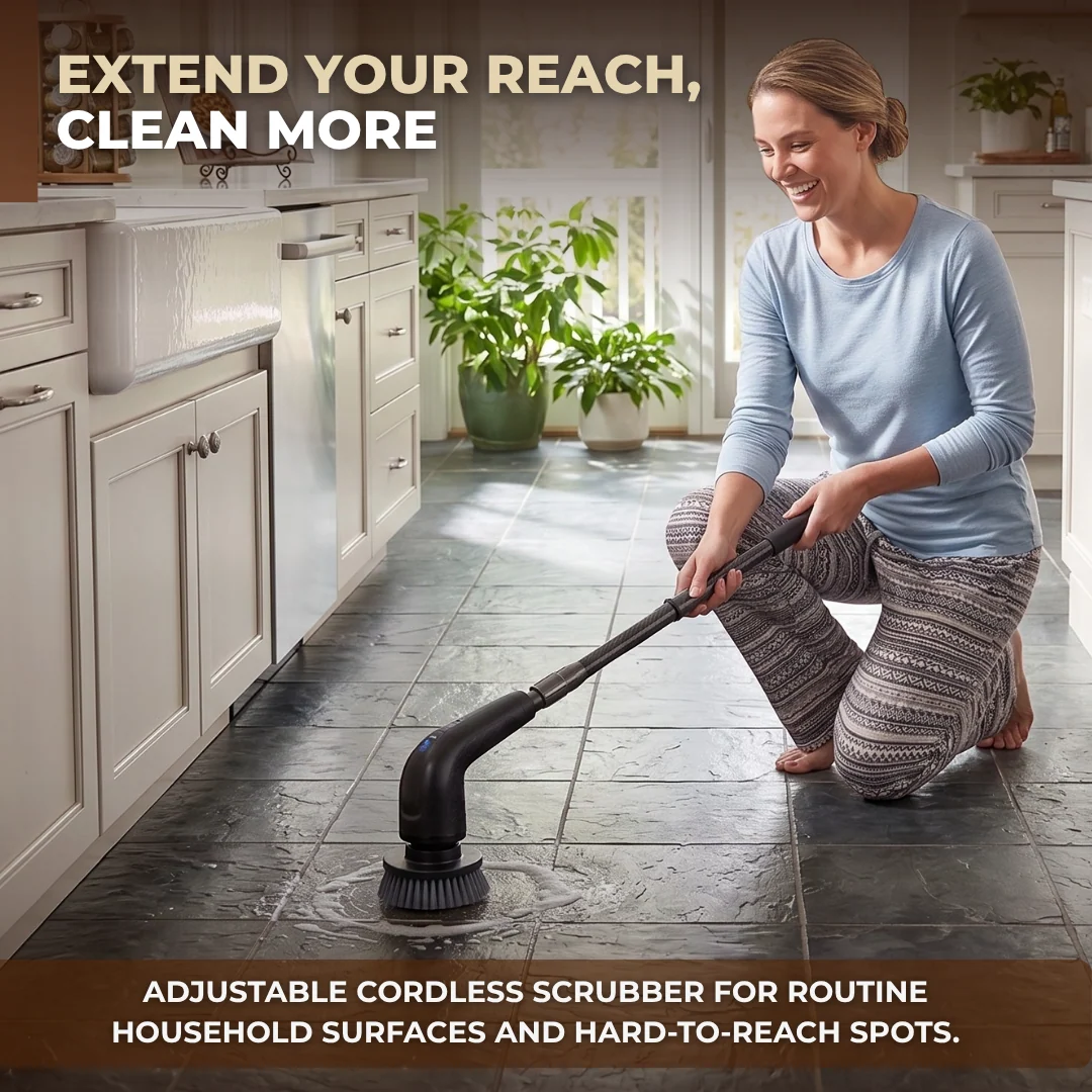 Cordless Electric Spin Scrubber with Interchangeable Heads, Extendable