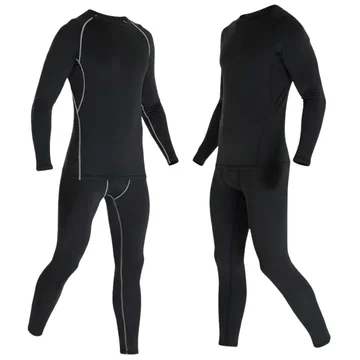 Fleece-Lined Base Layer Set for Men - Thermal Top and Bottom