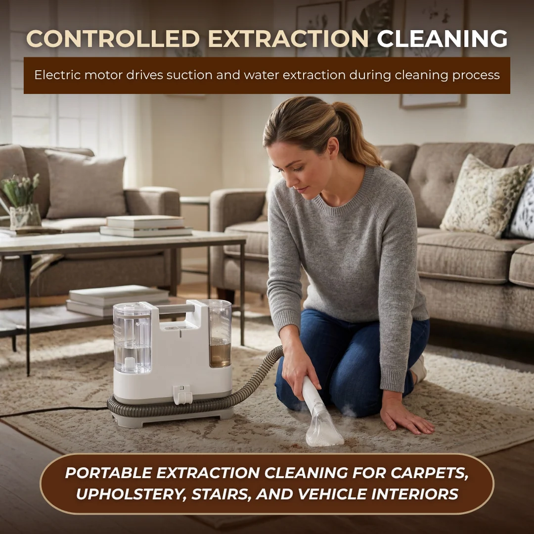 Portable Carpet Cleaner with Dual Water Tank Extraction System
