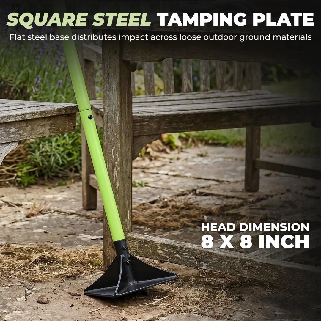 8x8 Steel Hand Tamper Tool 48 Inch Handle Soil Leveling Tool