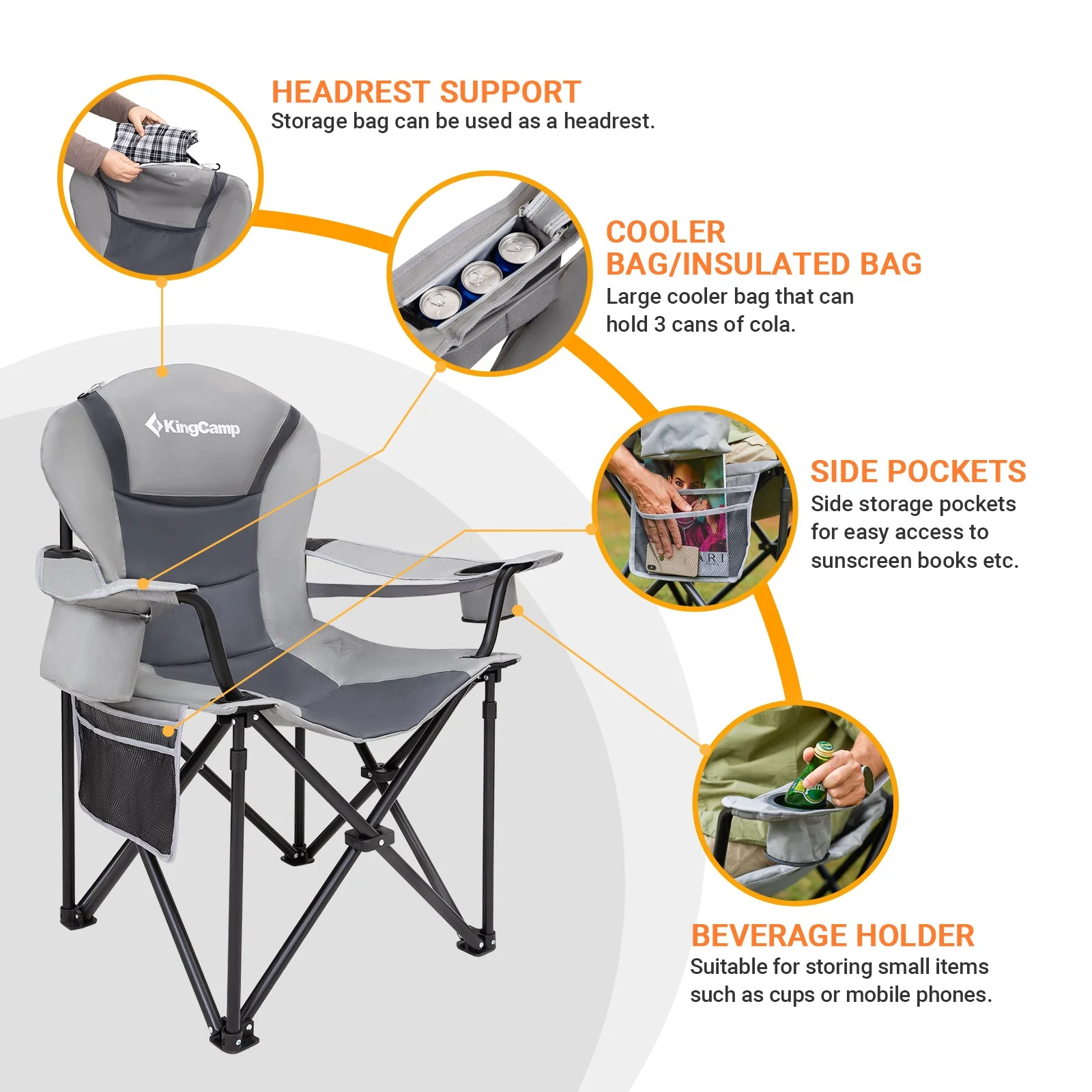 KingCamp Lumbar Support Oversized Camping Chair - Image 48