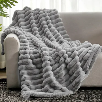 Throw Blanket Plush Ribbed All Season