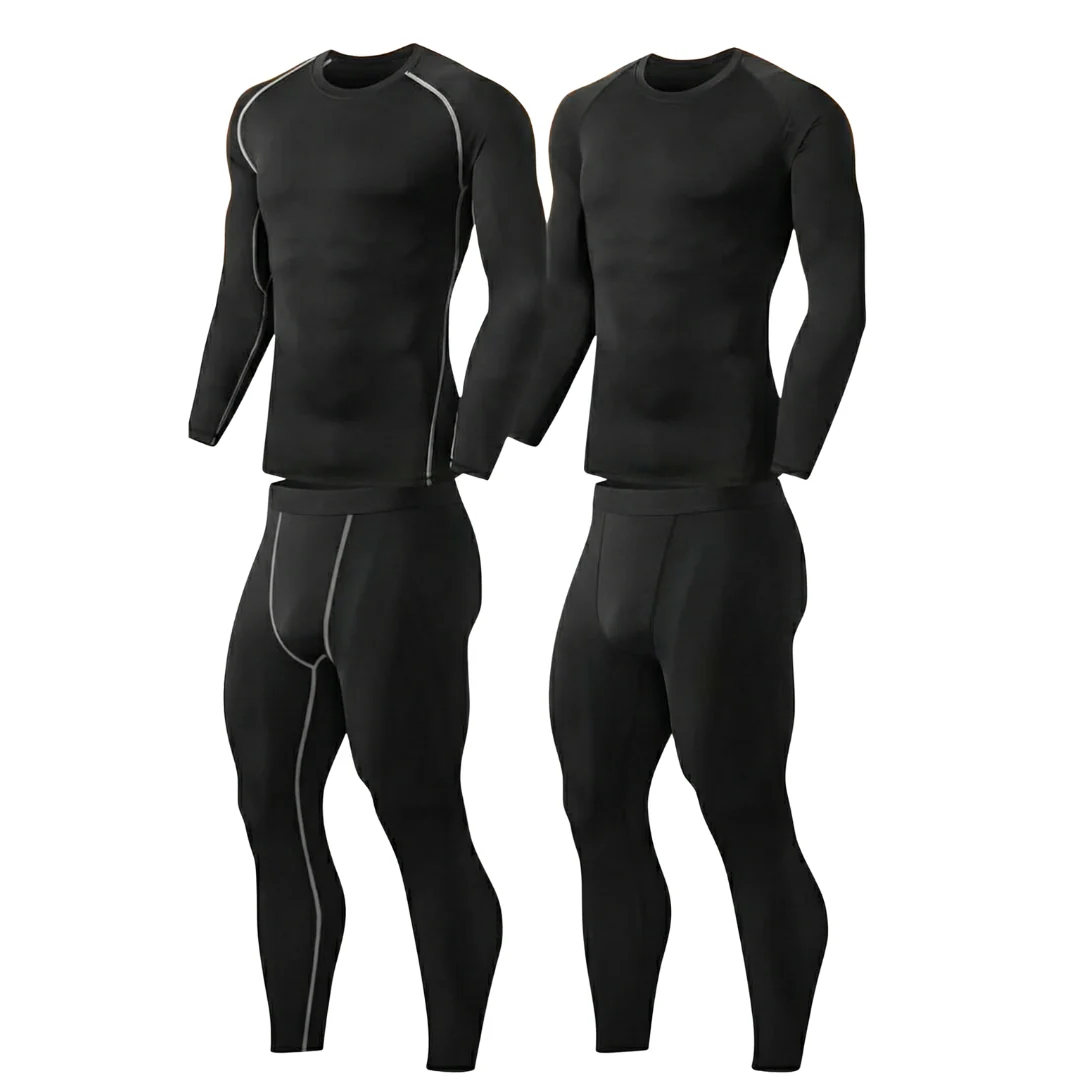 Fleece-Lined Base Layer Set for Men - Thermal Top and Bottom - Image 2