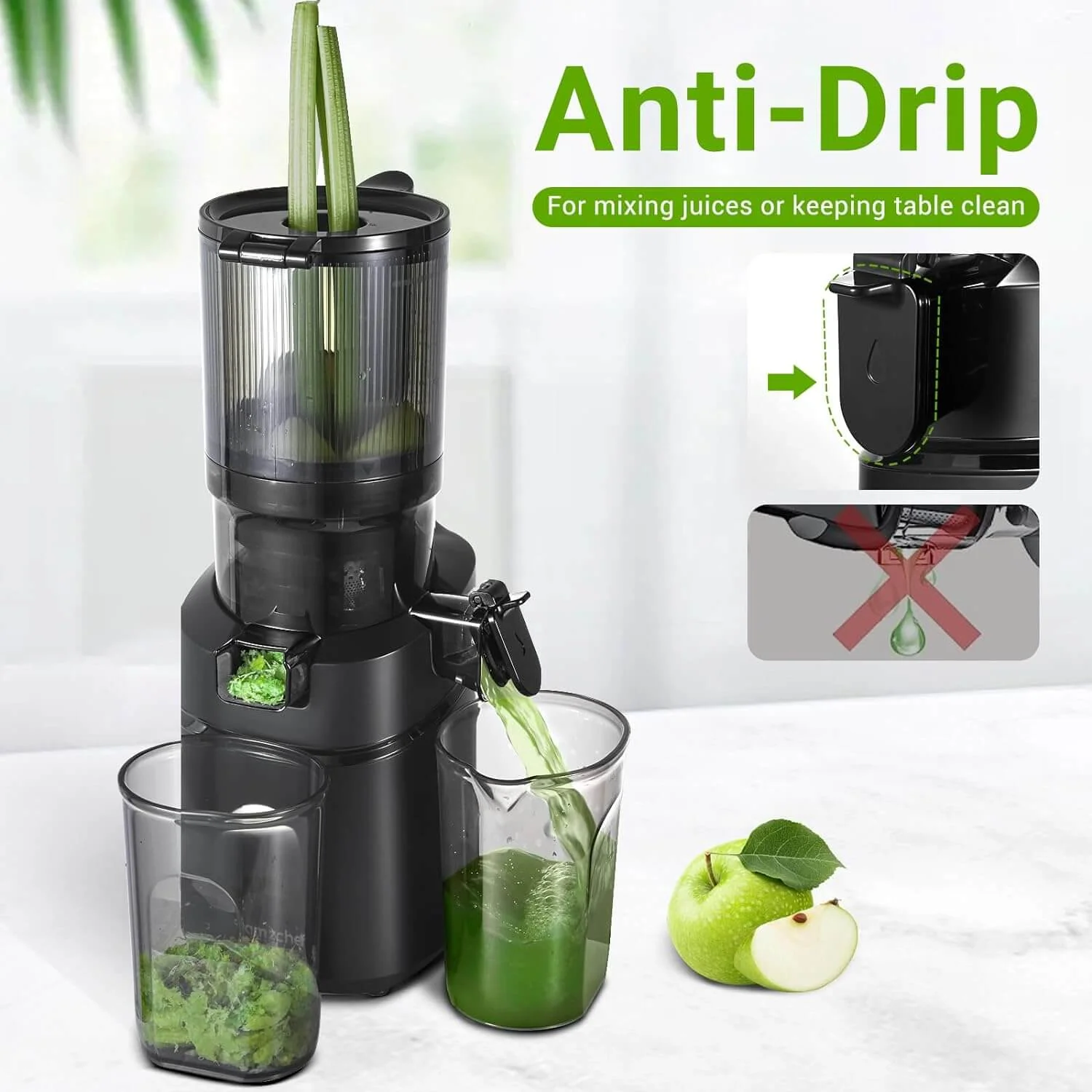 AMZCHEF Masticating Juicer Feeding with 5.8‘’ Large Auger 3