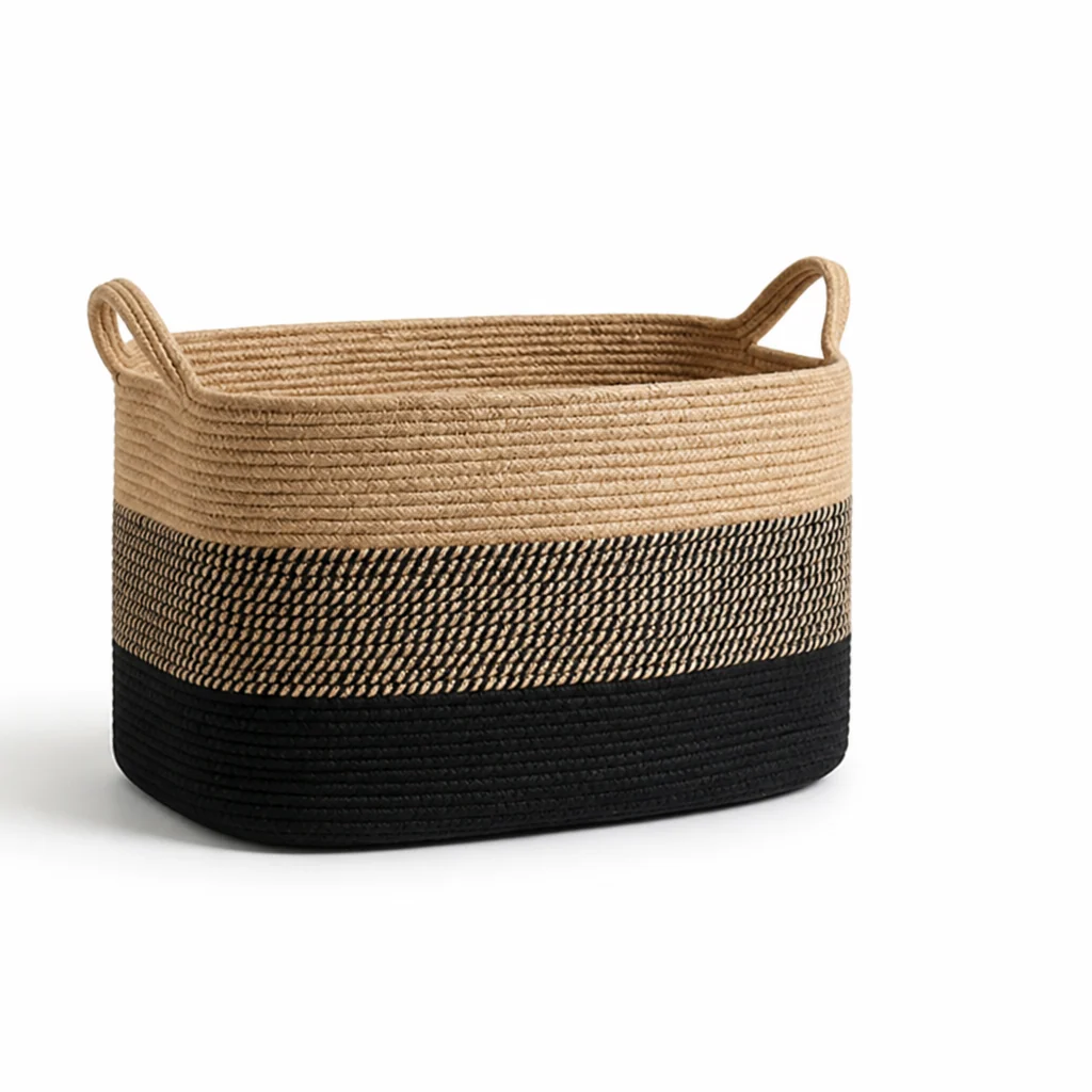 Storage Basket Two-Tone Woven Foldable & Machine Washable - Image 9